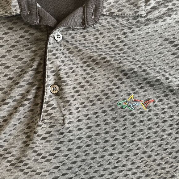 Greg Norman Mens Large Golf Polo Shirt Black Gray Geo Pattern Sport Poly Cotton - Picture 5 of 8